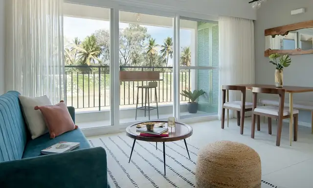 Sample living room with balcony